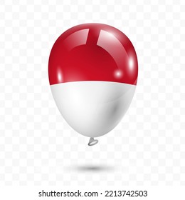 Vector illustration of Monaco country flag balloon on transparent background (PNG). Flying flag balloons for Independence Day celebrations.