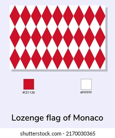 Vector Illustration of Monaco flag with lozenges isolated on light blue background. Illustration Monaco flag with lozenges.
