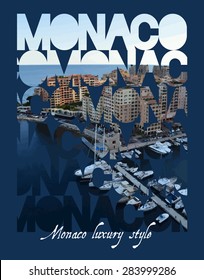 Vector illustration of Monaco luxurious style, vector template for design t-shirts, graphics