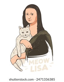 Vector Illustration of Monalisa with Cat