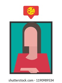 Vector illustration of Monalisa and Counter Pizza notification