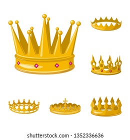 Vector illustration of monarchy and gold icon. Set of monarchy and heraldic stock vector illustration.