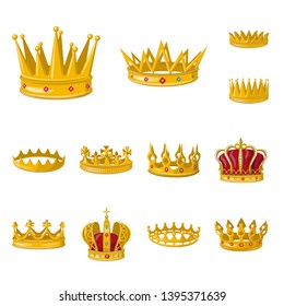 Vector illustration of monarchy and gold logo. Collection of monarchy and heraldic stock vector illustration.