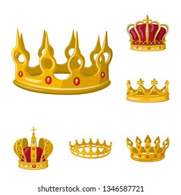 Vector illustration of monarchy and gold symbol. Collection of monarchy and heraldic stock vector illustration.