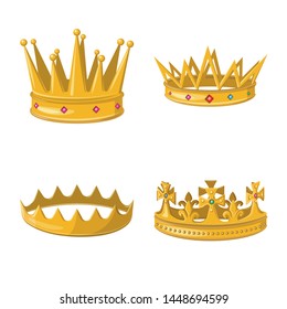 Vector illustration of monarchy and gold symbol. Set of monarchy and heraldic stock vector illustration.
