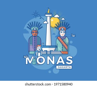 Vector Illustration of Monas Jakarta Indonesia Landmark