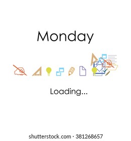 vector illustration / monday loading / motivation poster