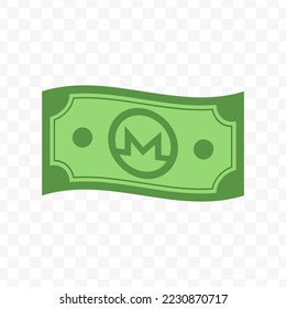 Vector illustration of Monero banknote in green color on transparent background (PNG).