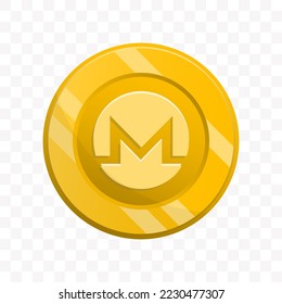 Vector illustration of Monero coin in gold color on transparent background (PNG).