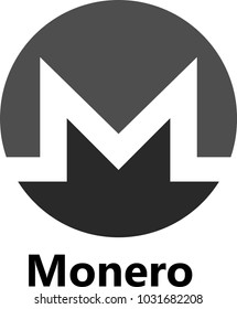 Vector Illustration Of Monero XMR Cryptocurrency Coin / Virtual Money Icon / Logotype Silhouette In Black and White