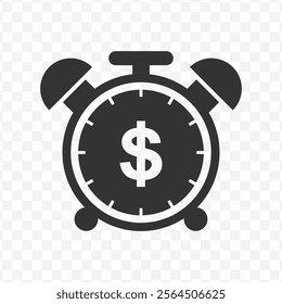 Vector illustration of money alarm icon in dark color and transparent background(PNG).
