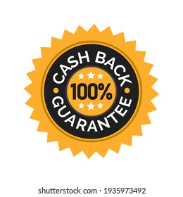 Vector Illustration Of Money Back Guarantee Label Icon. Perfect For The Design Elements Of A Shop Promotion, Warranty, And Attracting Customer Trust. Gold Label Of Cashback Guarantee Certificate. 