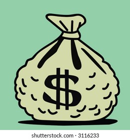 Vector illustration of a money bag