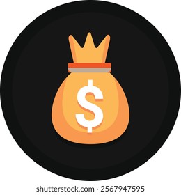 Vector illustration of a money bag with a dollar symbol, symbolizing wealth, savings, and financial success. Ideal for themes of banking, investment, and economic growth