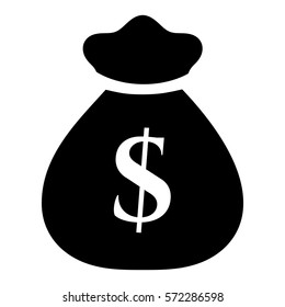 Vector Illustration of Money Bag with Dollar Icon in Black
