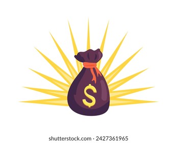 Vector illustration of money bag in flat style. Money on an isolated background. Safe, inheritance, wealth. Win money. EPS10
