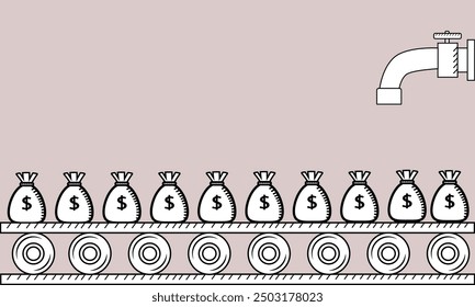 Vector illustration money bag flat icon with dollar logo, for business icon, and payment