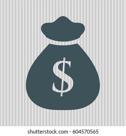 Ilustración vectorial del icono de alta calidad de la Bolsa de Dinero en color Gris

