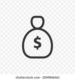 Vector Illustration Of Money Bag Icon In Dark Color And Transparent Background(png).