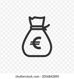 Vector Illustration Of Money Bag Icon In Dark Color And Transparent Background(png).