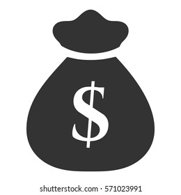 Vector Illustration of Money Bag Icon in Grey
