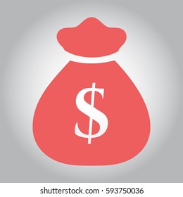 Vector Illustration of money bag icon in red color
