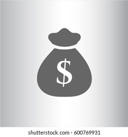 Icono de la bolsa de dinero en gris.
