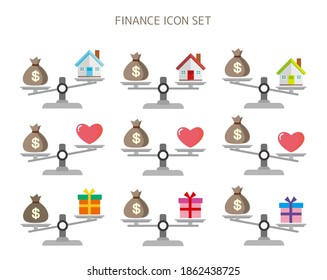 Vector illustration of money and balance. Coin. gold