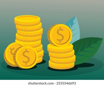 A vector illustration of money and bitcoin 