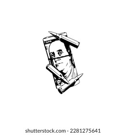 ilustración vectorial del dinero con el concepto de balas