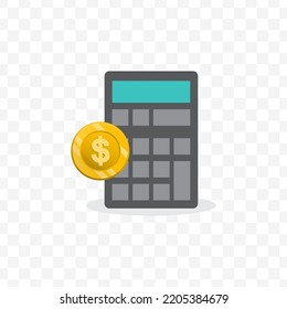 Vector Illustration Of Money Calculator. Colored Vector For Website Design. Simple Design With Transparent Background (PNG).