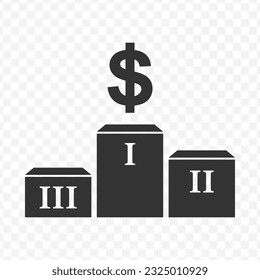 Vector illustration of money for champions icon in dark color and transparent background(PNG).