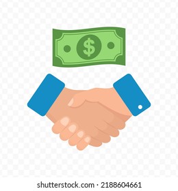 Vector illustration of money deal. Colored vector for website design .Simple design on transparent background (PNG).