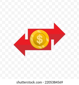 Vector illustration of money direction. Colored vector for website design. Simple design with transparent background (PNG).