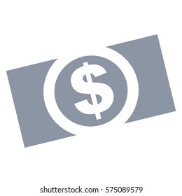 Ilustración vectorial de dinero (billete de dólar) o símbolo en icono gris
