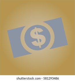 Vector illustration of Money (dollar bill) vector icon in blue
