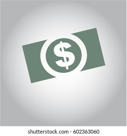 Vector Illustration of Money (dollar bill) icon in grey color
