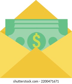 vector illustration of money dollar bills in an open envelope