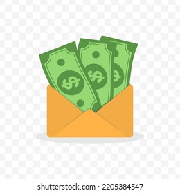 Vector illustration of money envelope. Colored vector for website design. Simple design with transparent background (PNG).