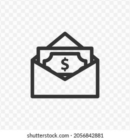 Vector Illustration Of Money Envelope Icon In Dark Color And Transparent Background(png).