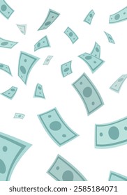 Vector Illustration with money falling from above isolated on transparent background.
