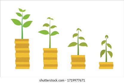 Vector illustration of money go down with plant go to dead - Business concept
