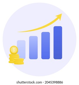 Vector illustration of money and growth graph.