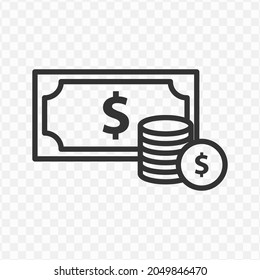 Vector illustration of money icon in dark color and transparent background(png).