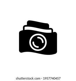 Vector illustration of money icon. Simple money with a coin in the centre with glyph design style