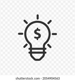 Vector illustration of money idea icon in dark color and transparent background(png).