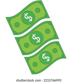 Ilustración vectorial del dinero alineado cuidadosamente en color verde.