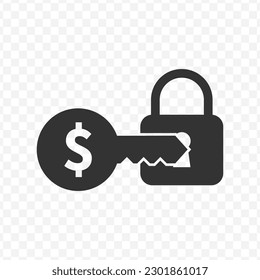 Vector illustration of money lock icon in dark color and transparent background(png).