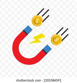 Vector illustration of money magnet. Colored vector for website design. Simple design with transparent background (PNG).