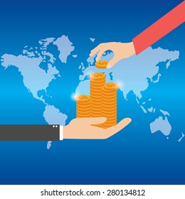 Vector illustration. Money and money making. shopping. Business.